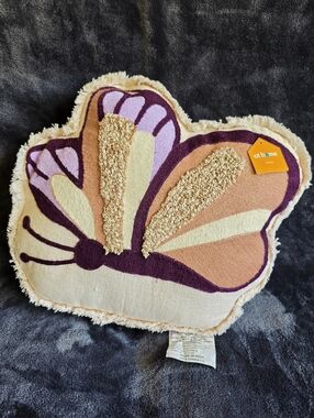 New spring/ Easter / summer Butterfly Shaped Throw Pillow with Fringe, 14x17